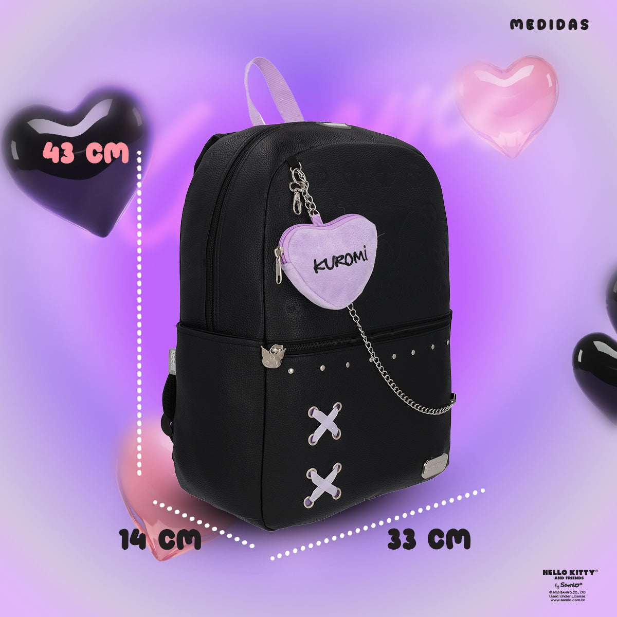 Mochila Negra Hello Kitty de Kuromi Edición Especial